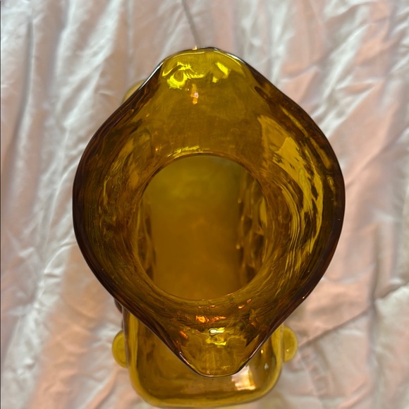 Vintage Blenko Amber Hobnail Bubble Glass Double Spout Water Pitcher - Picture 4 of 6